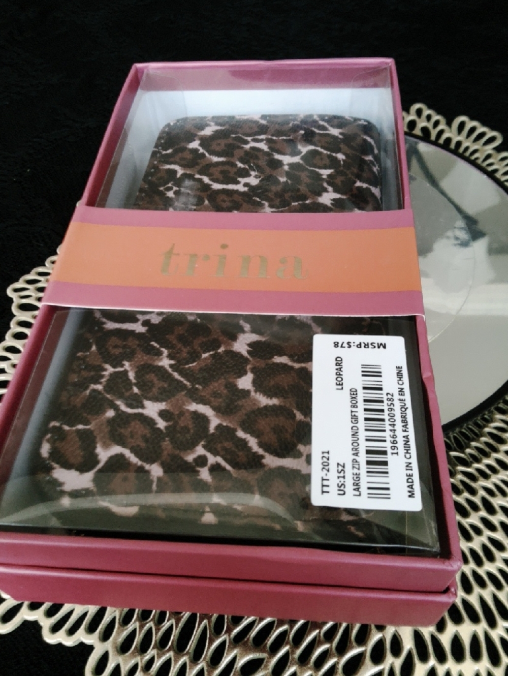 Trina Leopard Print Wallet in Brown and Pink